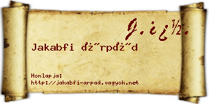 Jakabfi Árpád névjegykártya